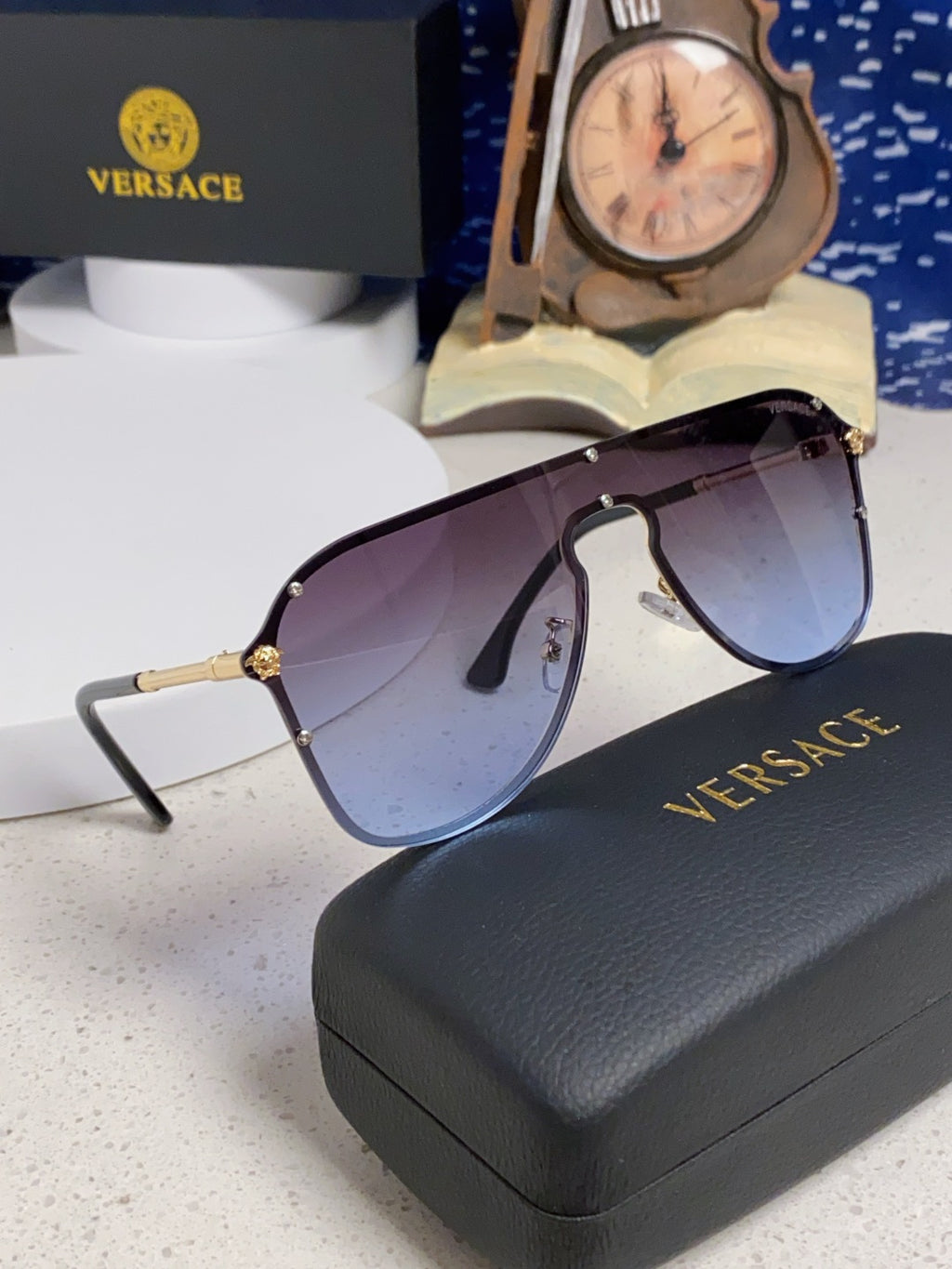 Versace Metal Oversized Blue Lens Sunglasses for Men & Women - 466218 - detail image 10