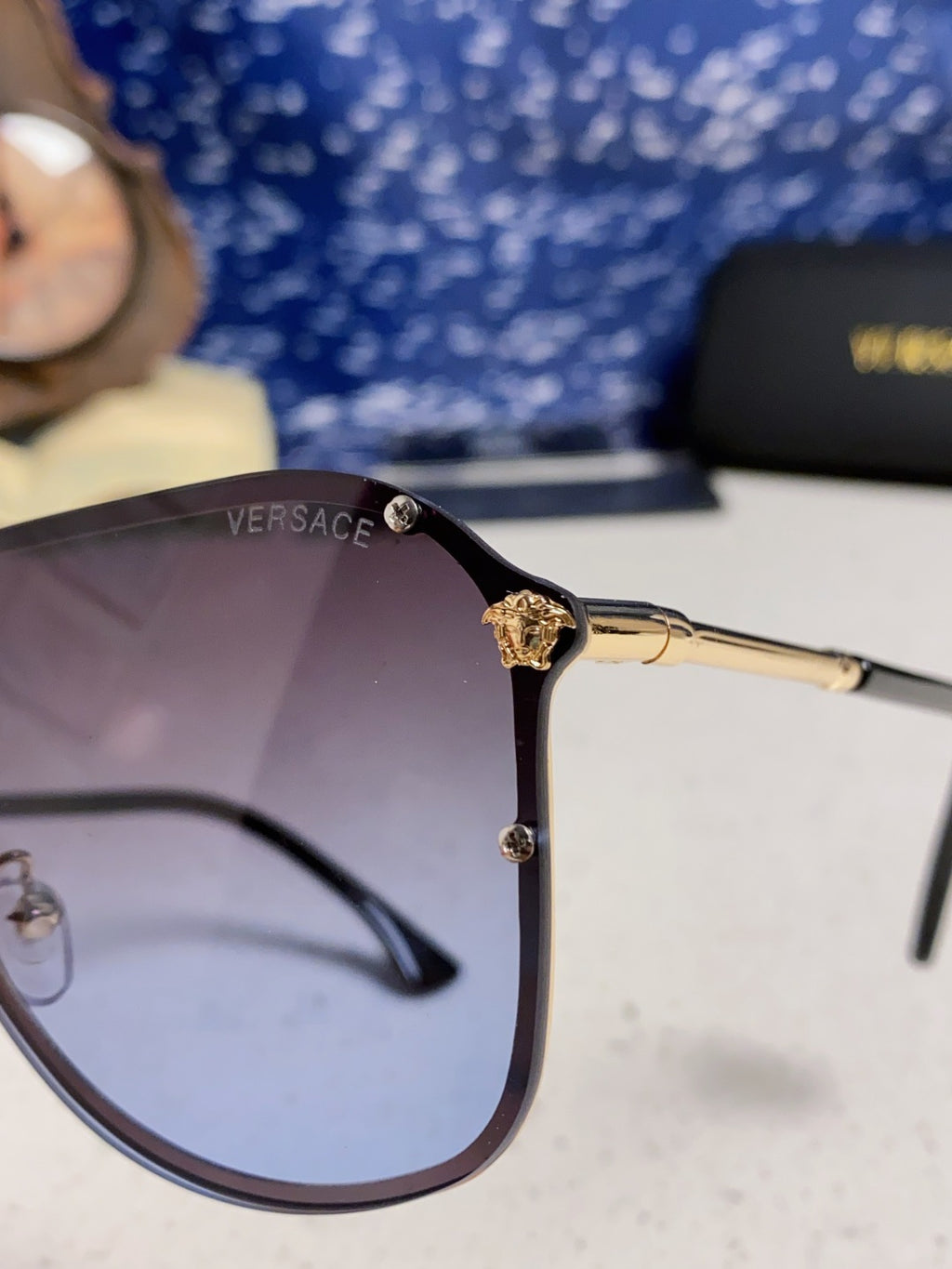 Versace Metal Oversized Blue Lens Sunglasses for Men & Women - 466218 - detail image 7
