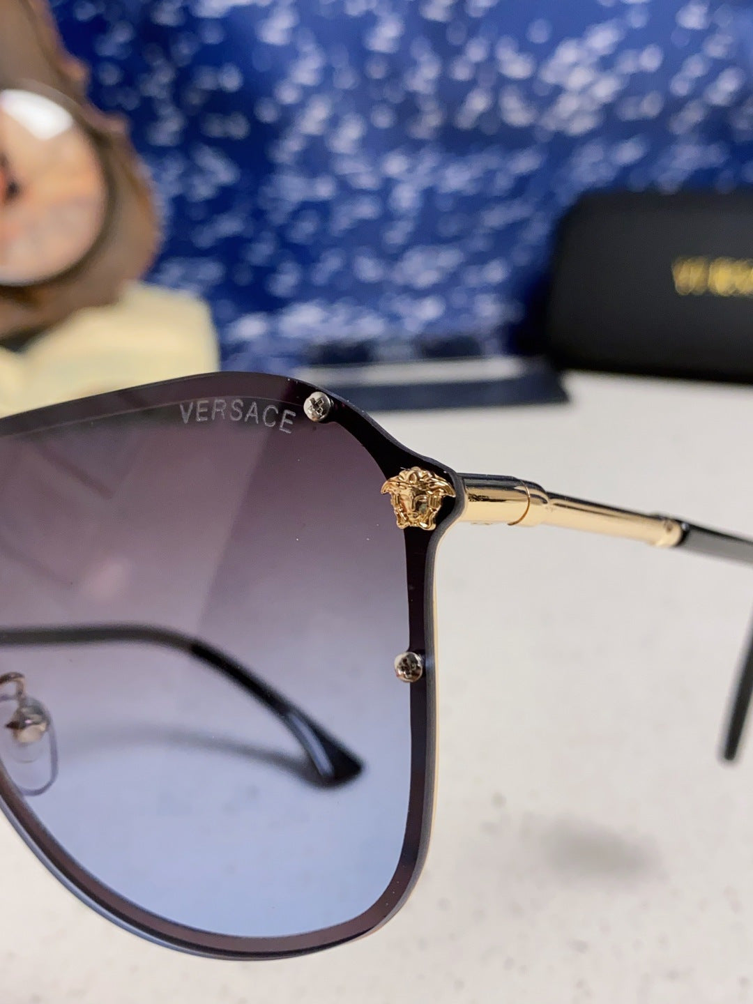 Versace Metal Oversized Blue Lens Sunglasses for Men & Women - 466218 - detail image 7