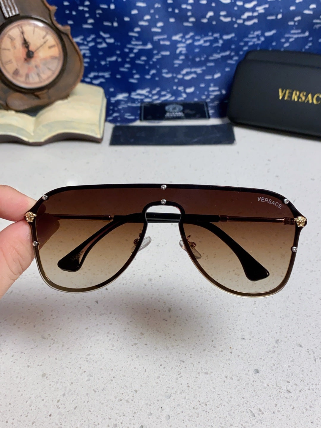 Versace Metal Oversized Brown Lens Sunglasses for Men & Women - 466219 - detail image 4