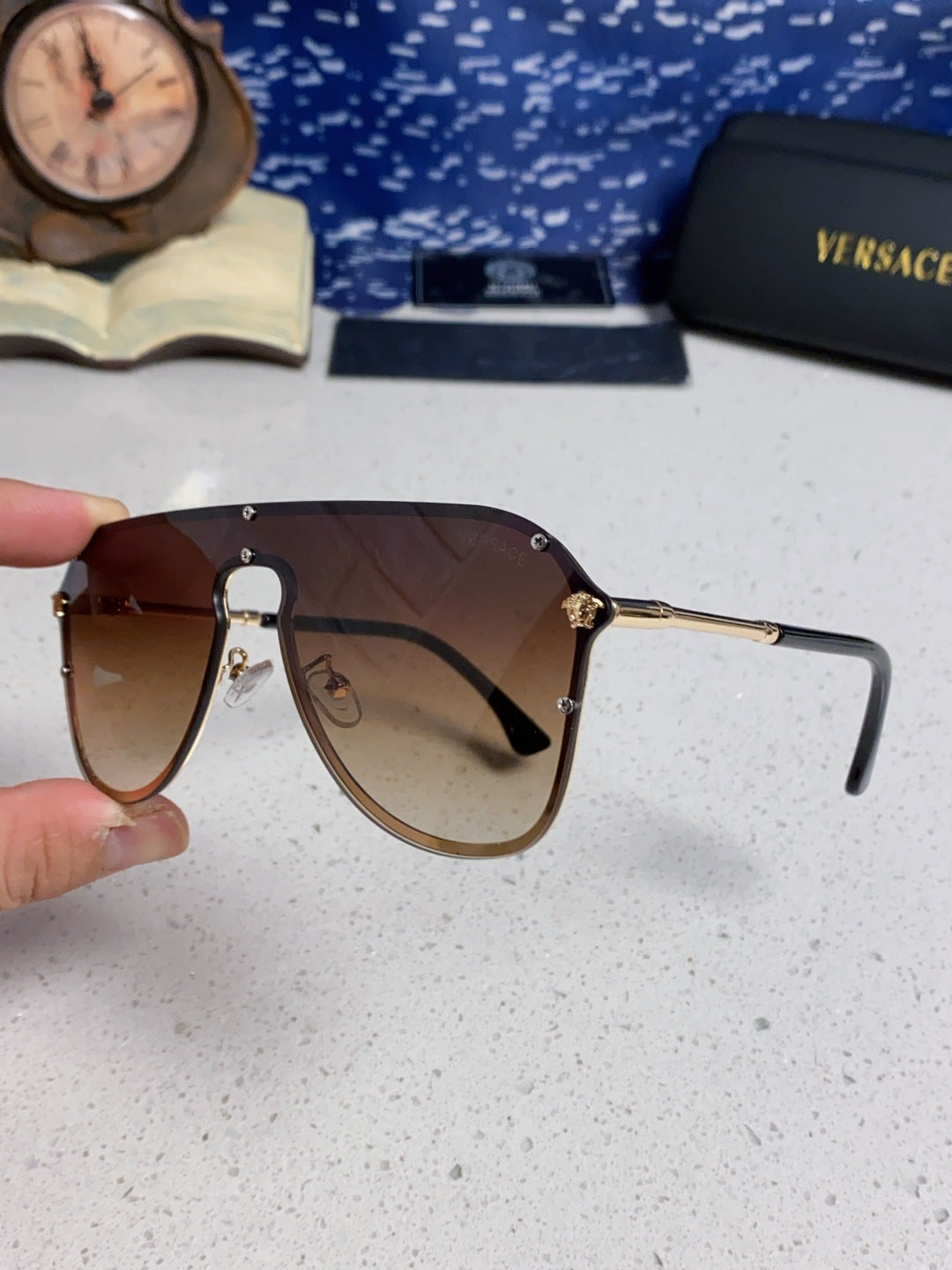 Versace Metal Oversized Brown Lens Sunglasses for Men & Women - 466219 - detail image 6