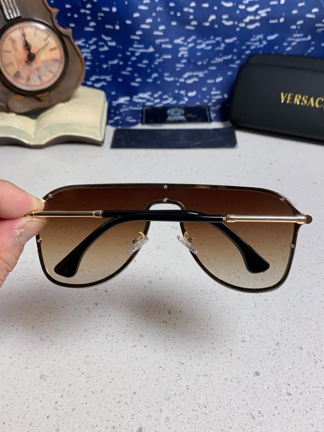Versace Metal Oversized Brown Lens Sunglasses for Men & Women - 466219 - detail image 5