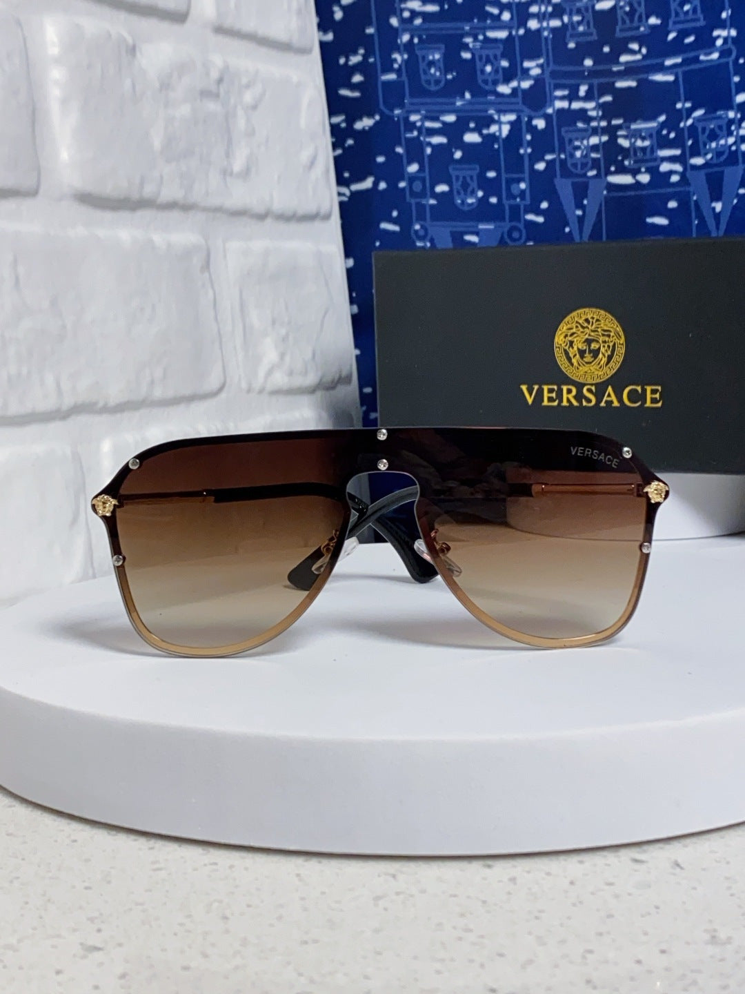 Versace Metal Oversized Brown Lens Sunglasses for Men & Women - 466219 - detail image 2