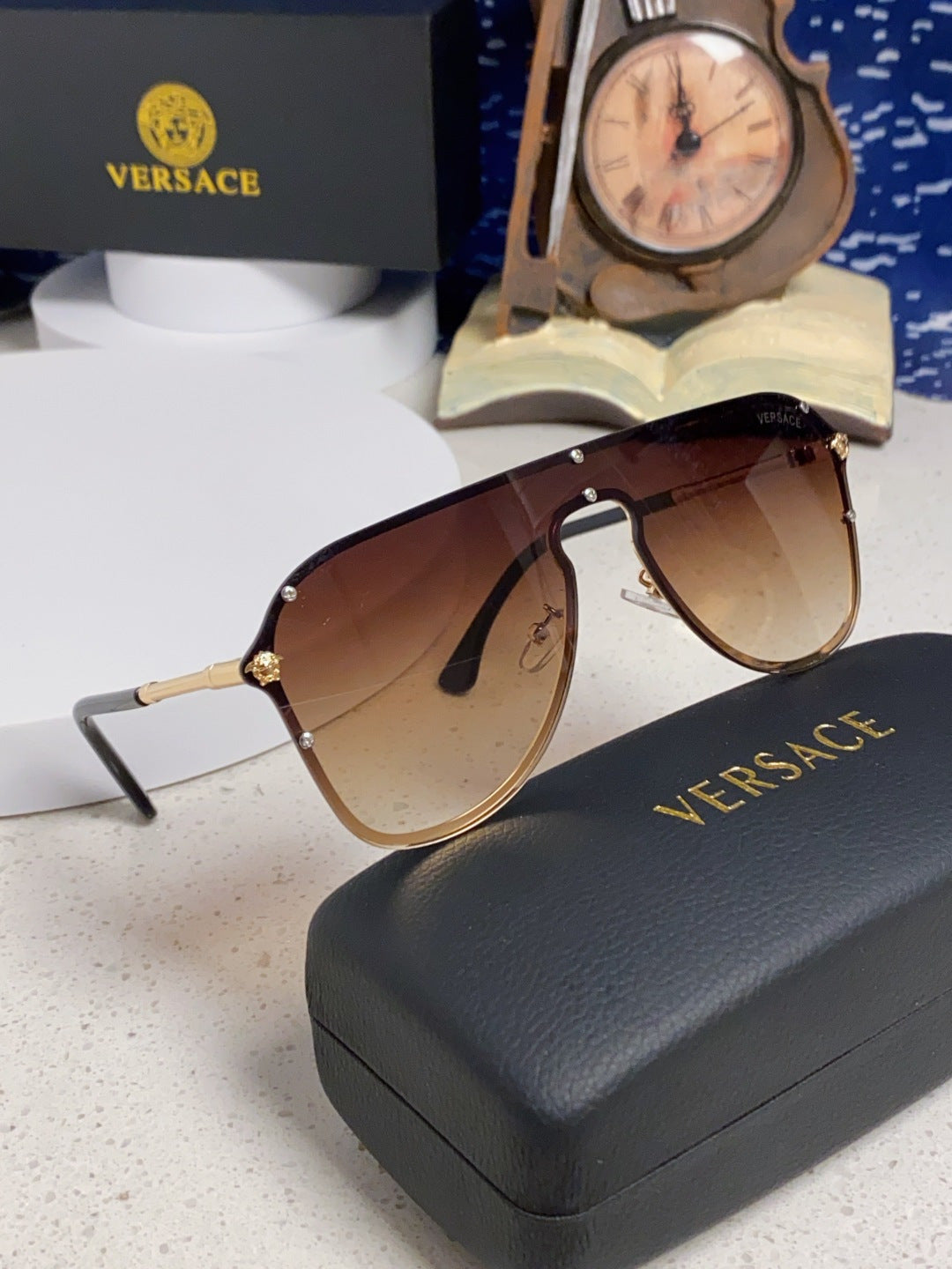 Versace Metal Oversized Brown Lens Sunglasses for Men & Women - 466219 - detail image 9
