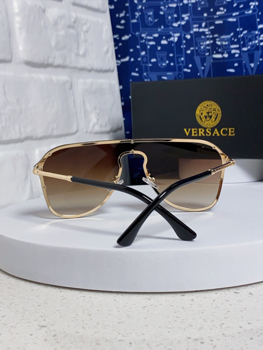 Versace Metal Oversized Brown Lens Sunglasses for Men & Women - 466219 - detail image 3