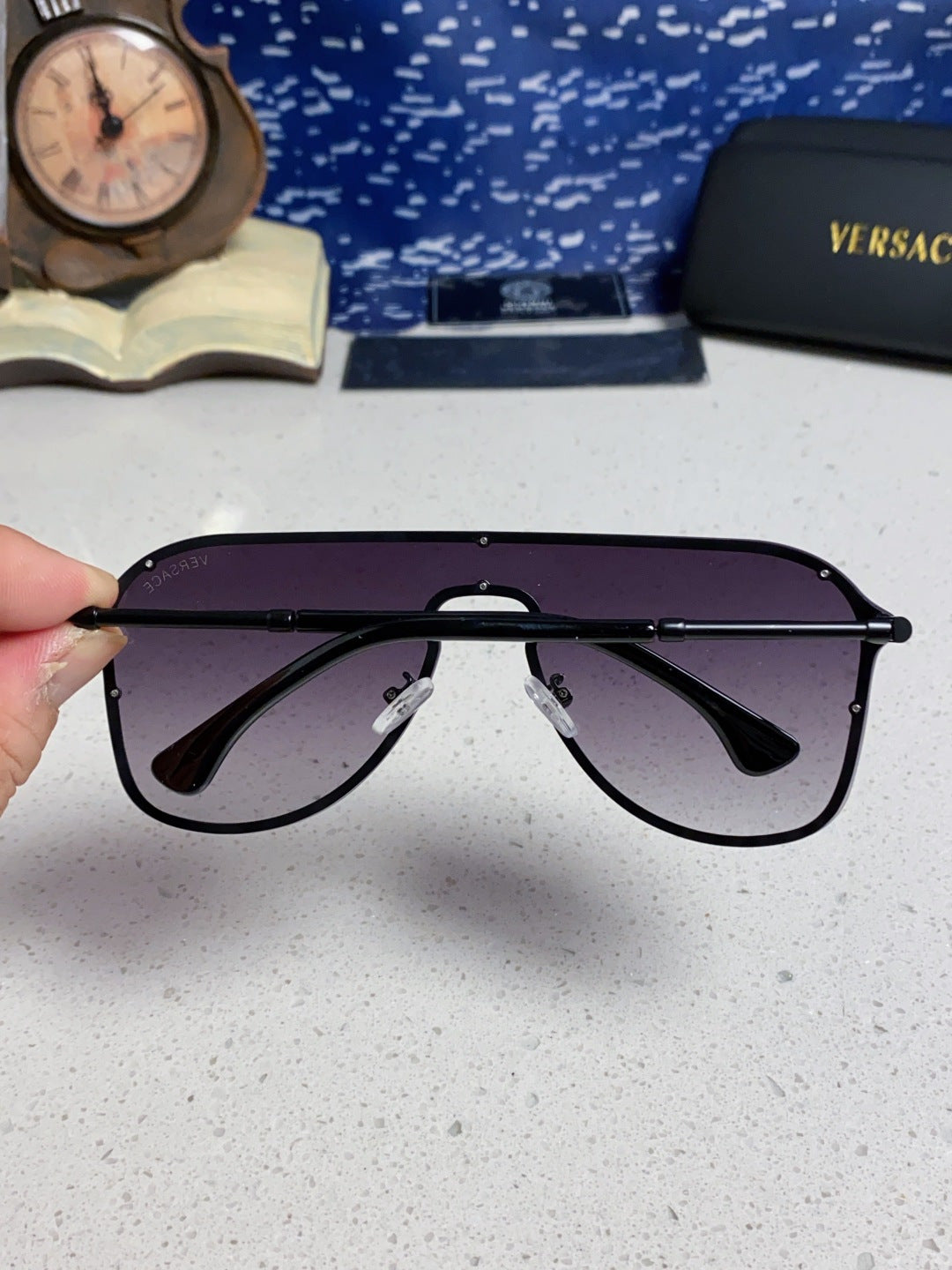 Versace Metal Oversized Silver Lens Sunglasses for Men & Women - 466220 - detail image 5