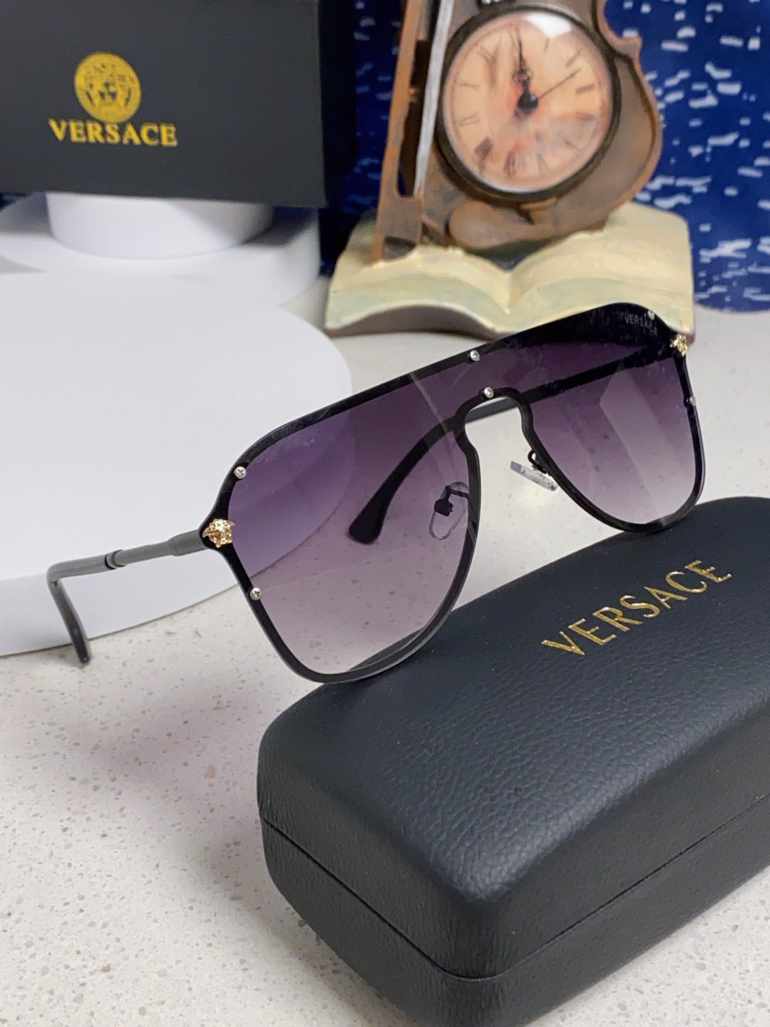 Versace Metal Oversized Silver Lens Sunglasses for Men & Women - 466220 - detail image 9