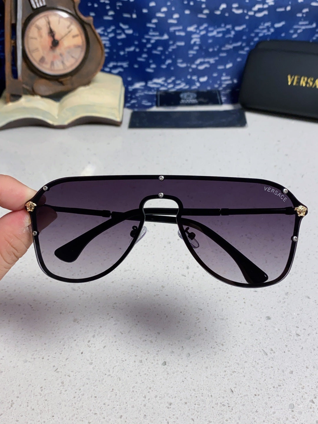 Versace Metal Oversized Silver Lens Sunglasses for Men & Women - 466220 - detail image 4