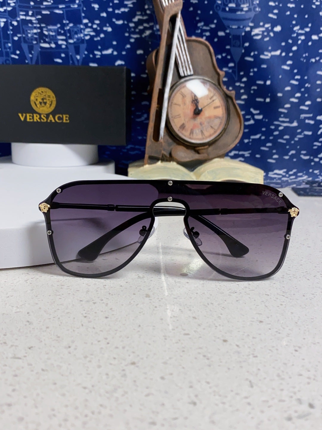 Versace Metal Oversized Silver Lens Sunglasses for Men & Women - 466220 - detail image 8