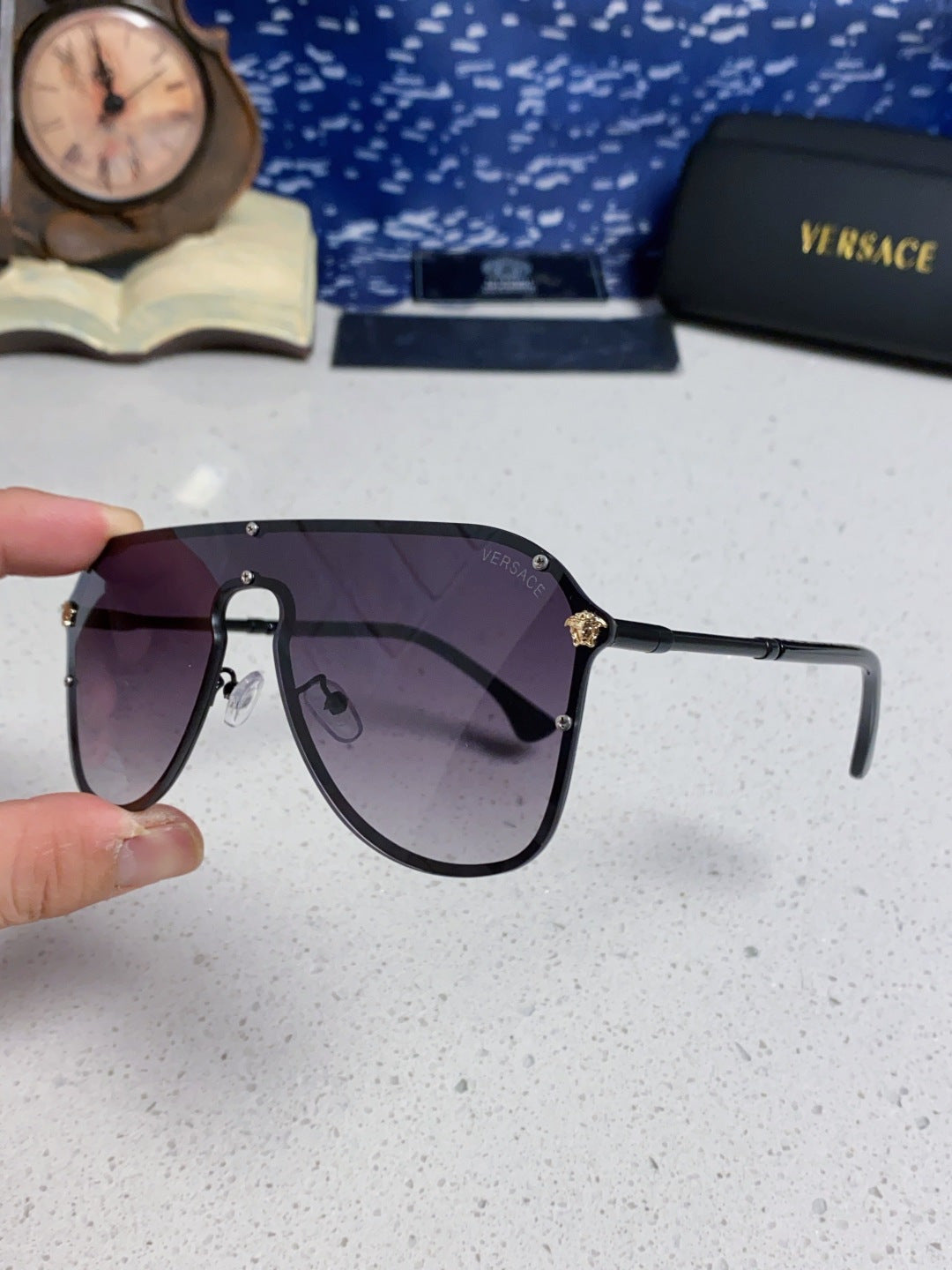 Versace Metal Oversized Silver Lens Sunglasses for Men & Women - 466220 - detail image 6