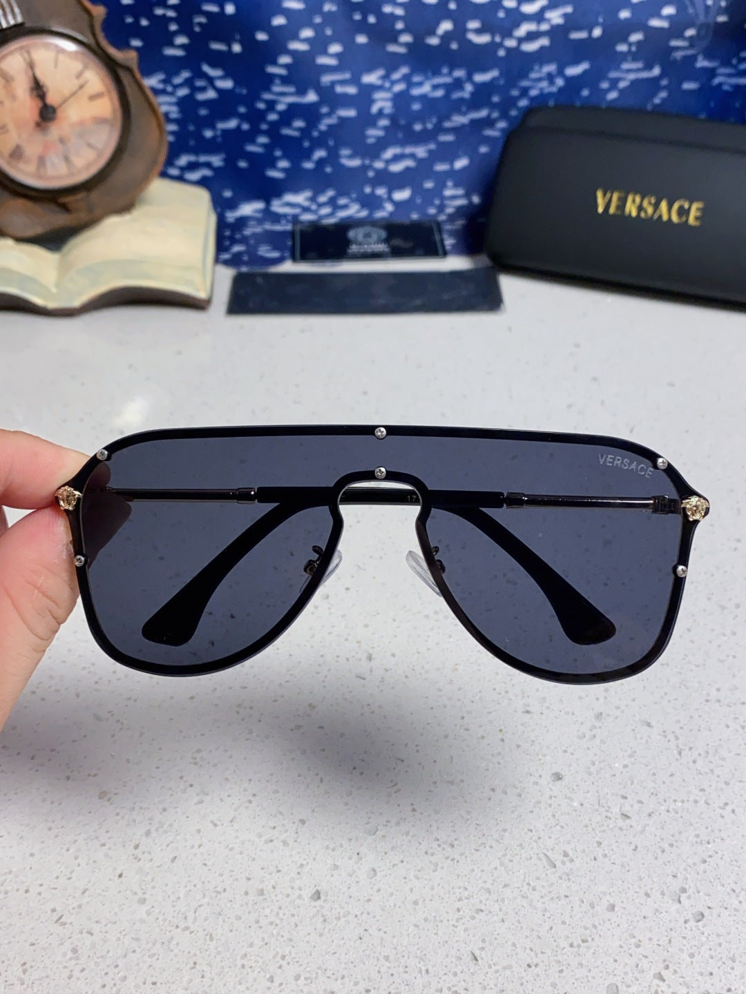 Versace Metal Oversized Red Lens Sunglasses for Men & Women - 466221 - detail image 5