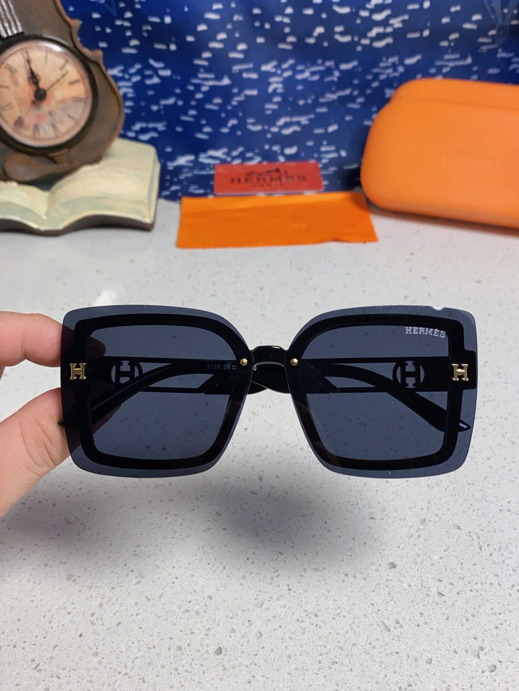 Hermès Square Blue Lens Sunglasses for Women - detail image 4