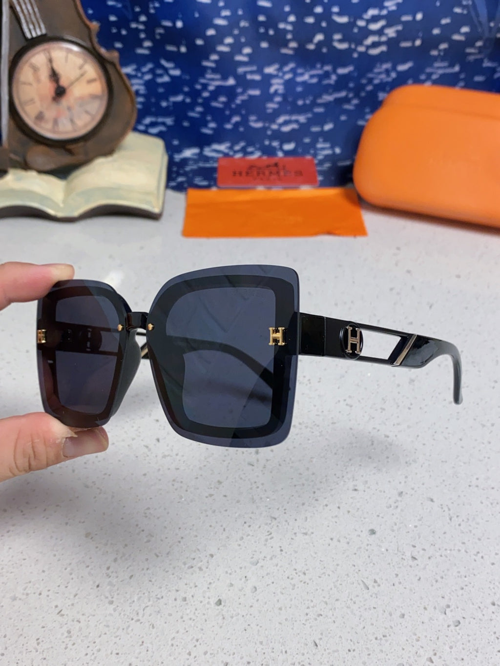 Hermès Square Blue Lens Sunglasses for Women - detail image 6