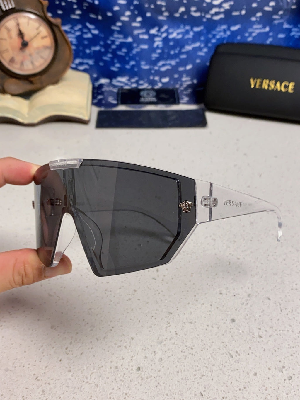 Versace Square Gray Lens Sunglasses for Men & Women - detail image 6
