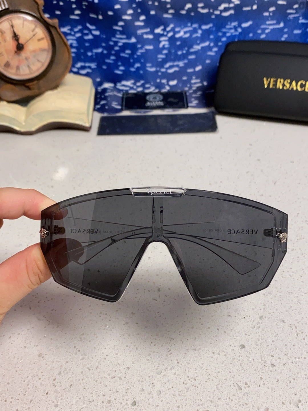 Versace Square Gray Lens Sunglasses for Men & Women - detail image 4