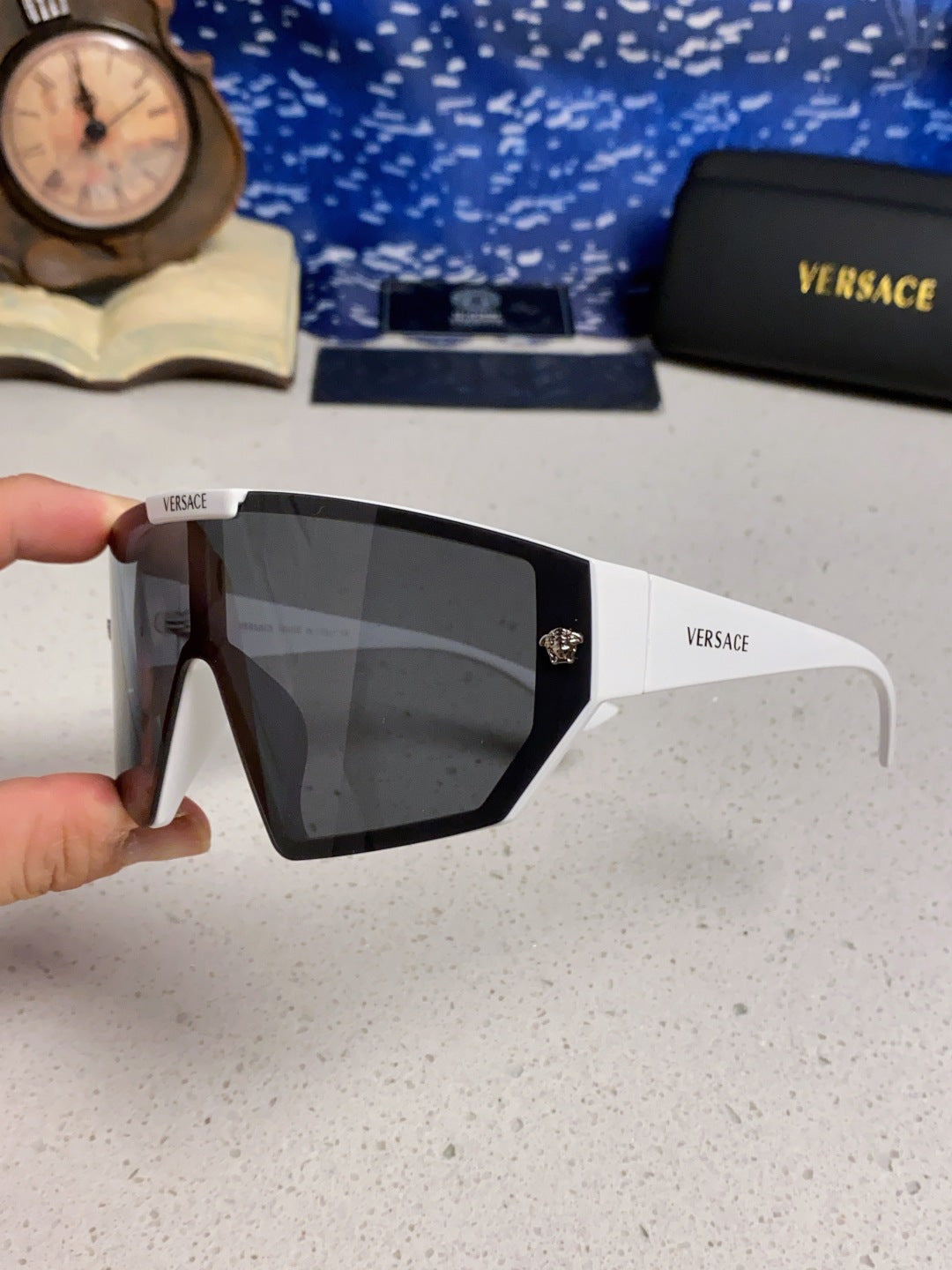 Versace Square Black Lens Sunglasses for Men & Women - detail image 7
