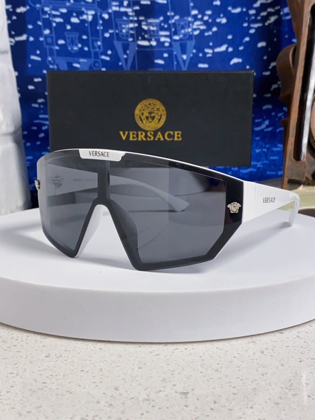 Versace Square Black Lens Sunglasses for Men & Women - detail image 2