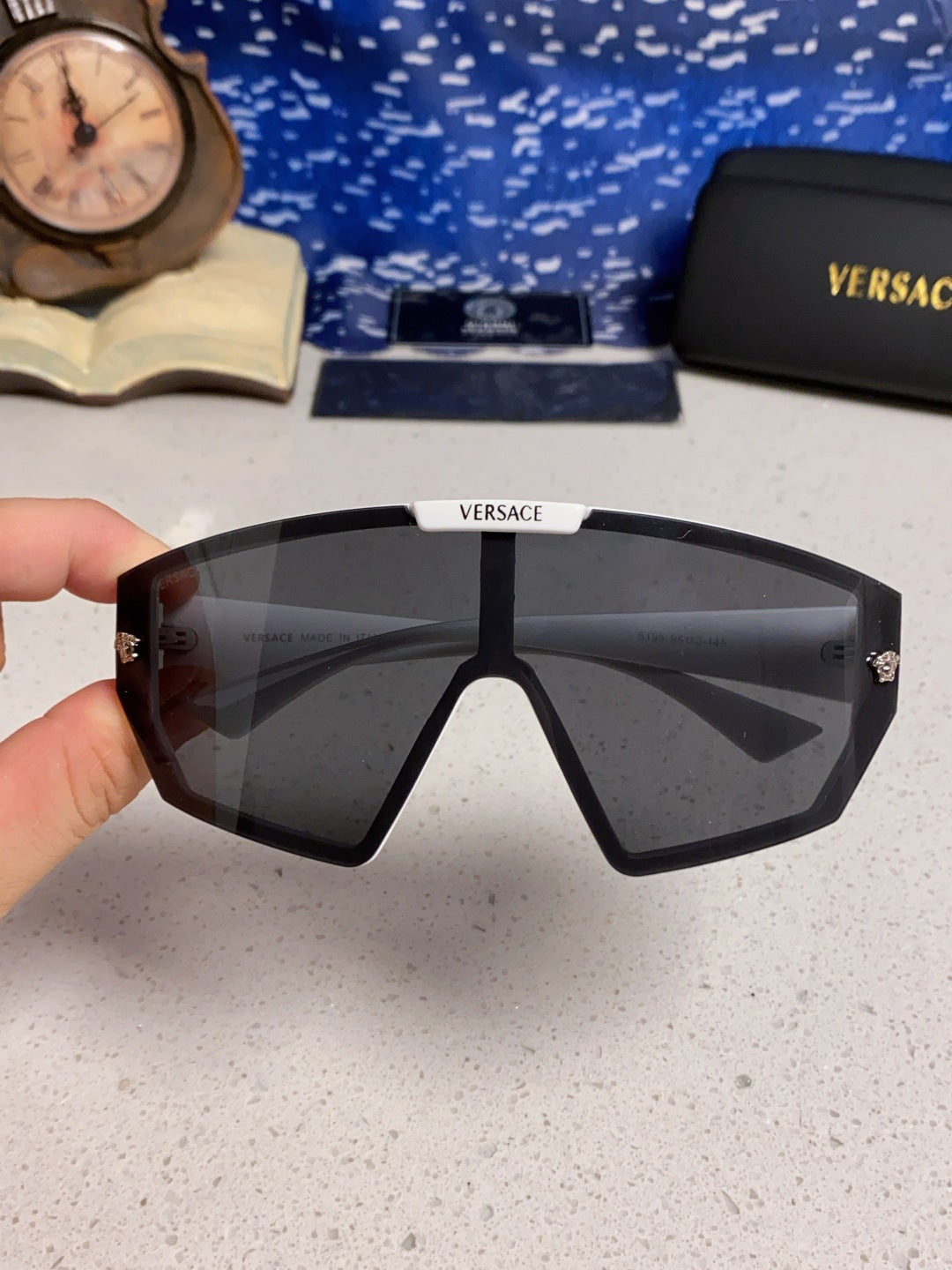 Versace Square Black Lens Sunglasses for Men & Women - detail image 5