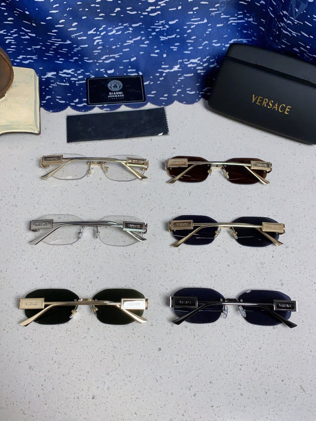 Versace VE2274 Lightweight Metal Rimless Silver Lens Sunglasses - 466257 - detail image 11