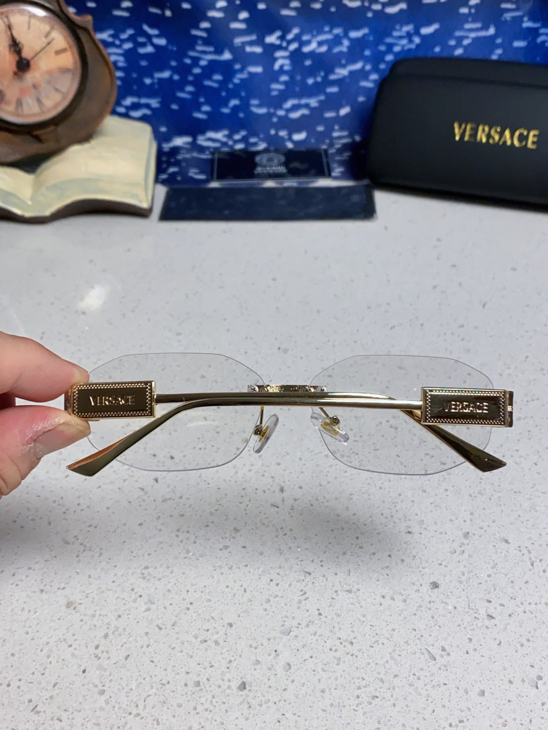 Versace VE2274 Lightweight Metal Rimless Silver Lens Sunglasses - 466257 - detail image 5