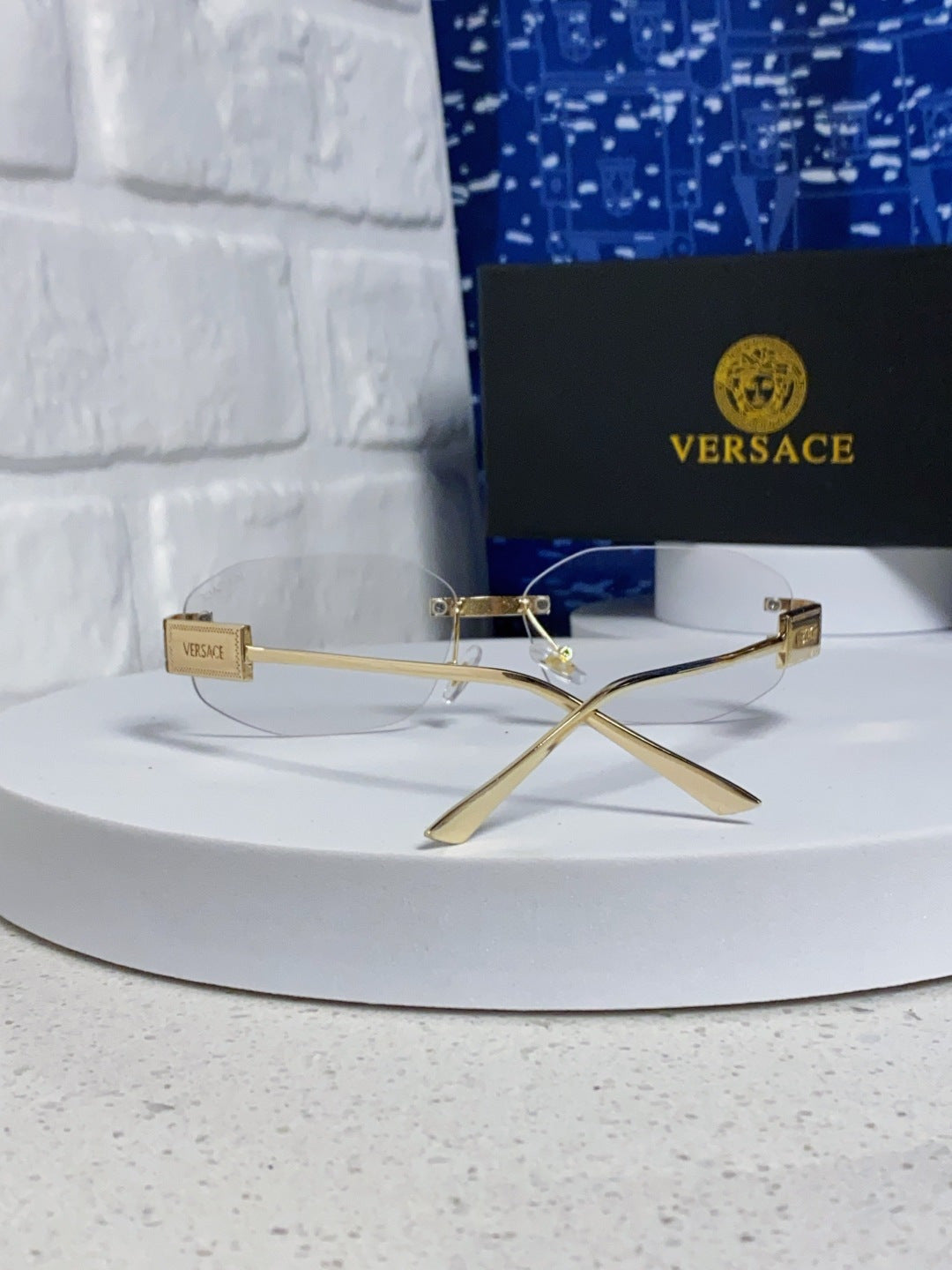 Versace VE2274 Lightweight Metal Rimless Silver Lens Sunglasses - 466257 - detail image 3