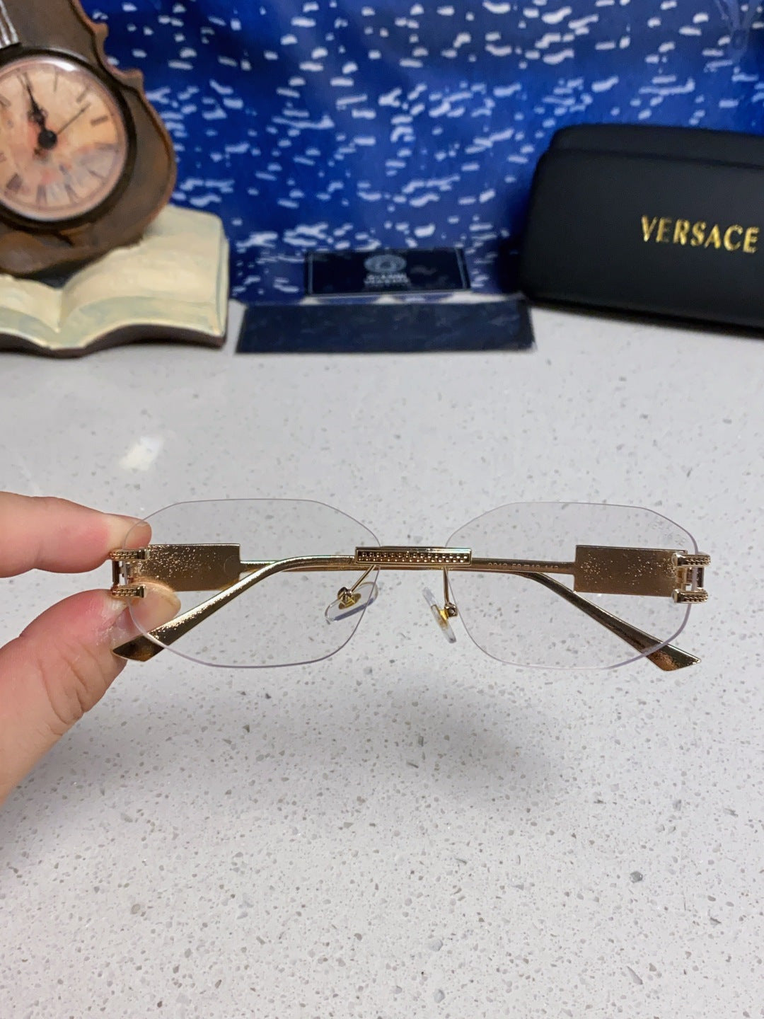 Versace VE2274 Lightweight Metal Rimless Silver Lens Sunglasses - 466257 - detail image 4