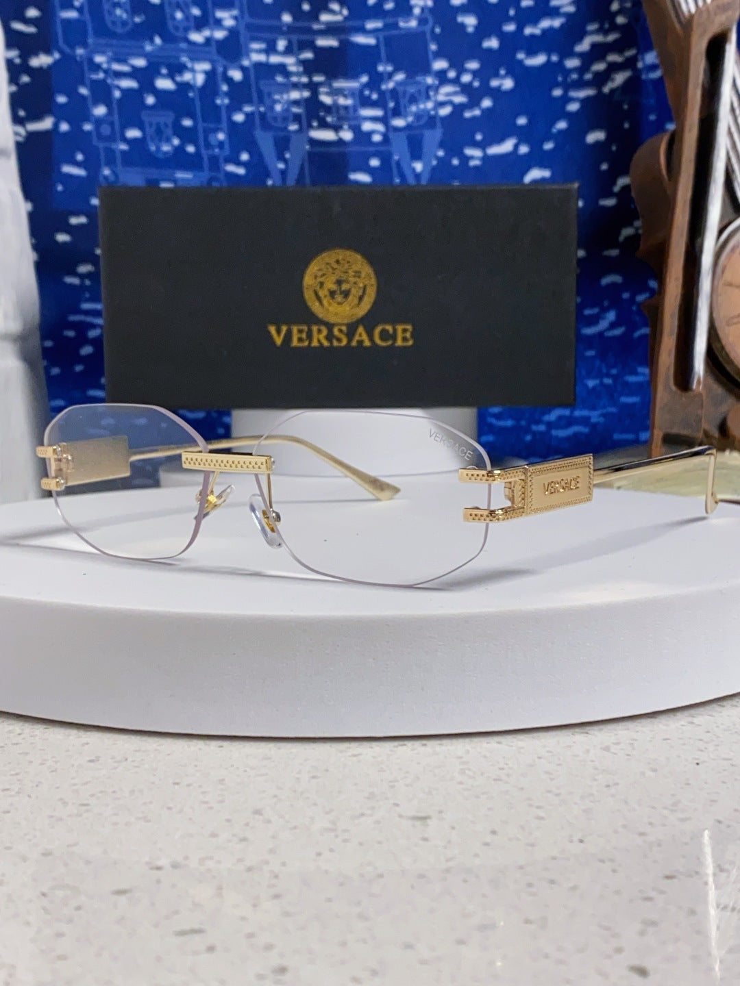 Versace VE2274 Lightweight Metal Rimless Silver Lens Sunglasses - 466257