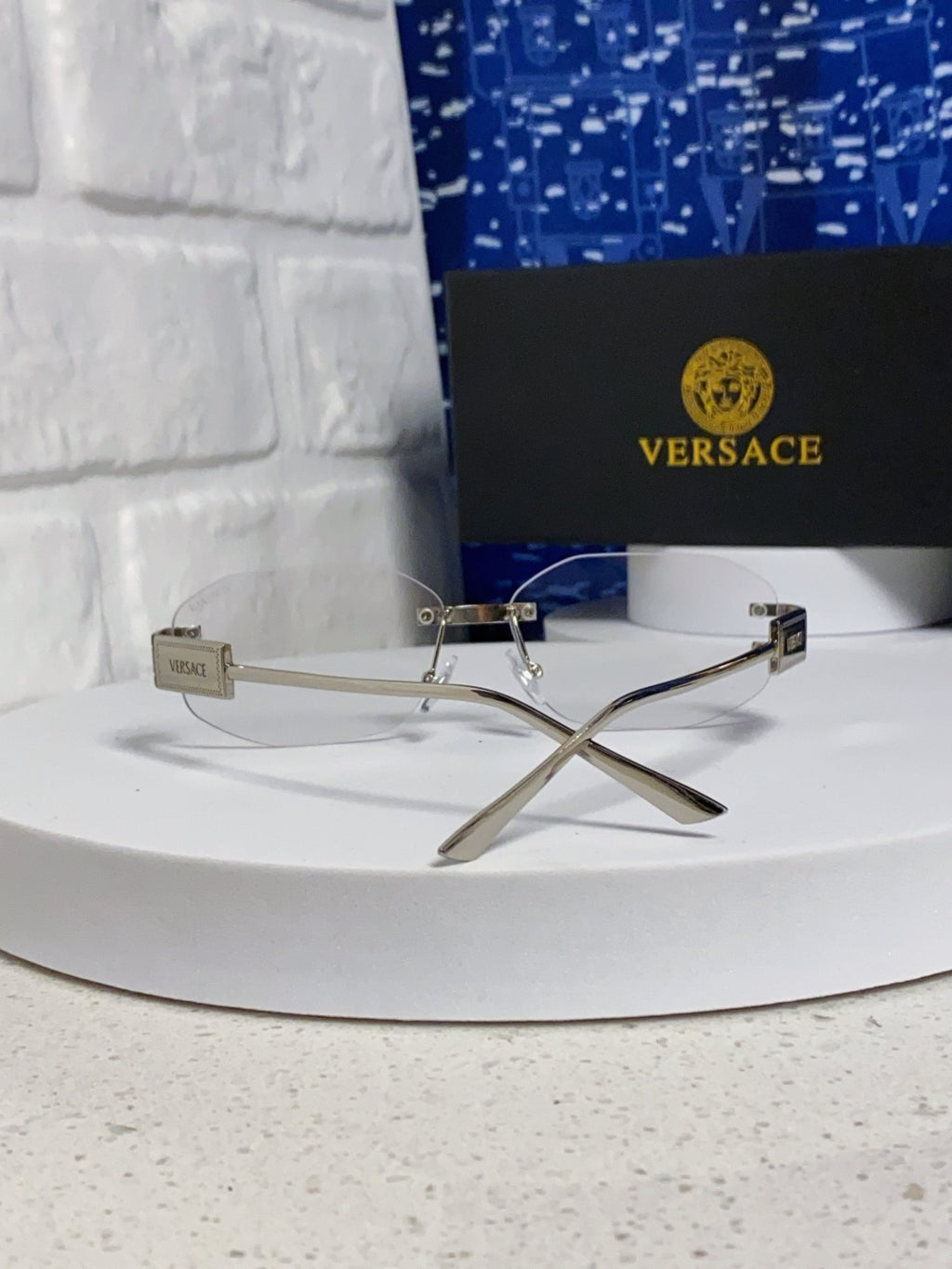 Versace VE2274 Lightweight Metal Rimless Silver Lens Sunglasses - 466258 - detail image 3