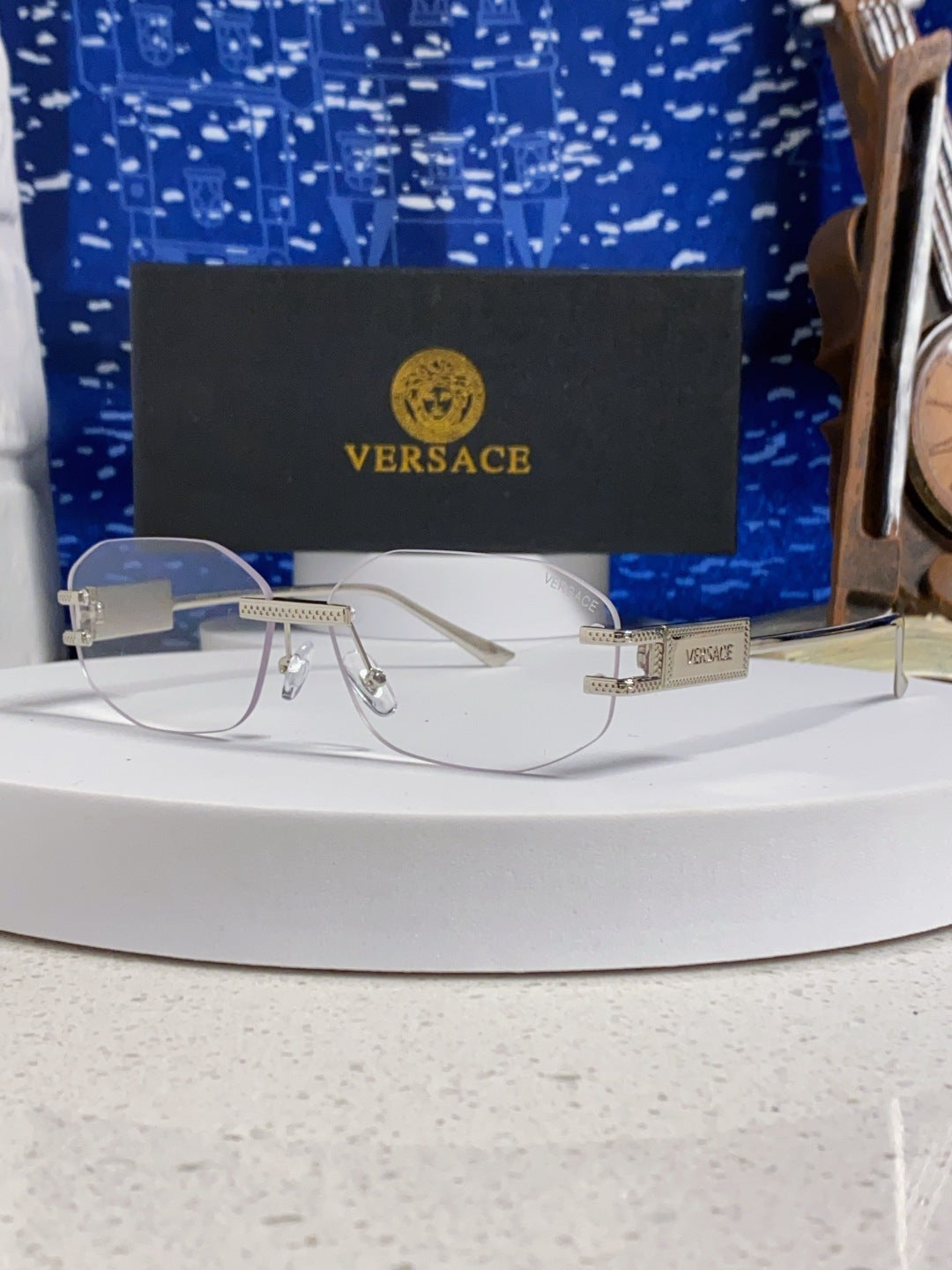 Versace VE2274 Lightweight Metal Rimless Silver Lens Sunglasses - 466258