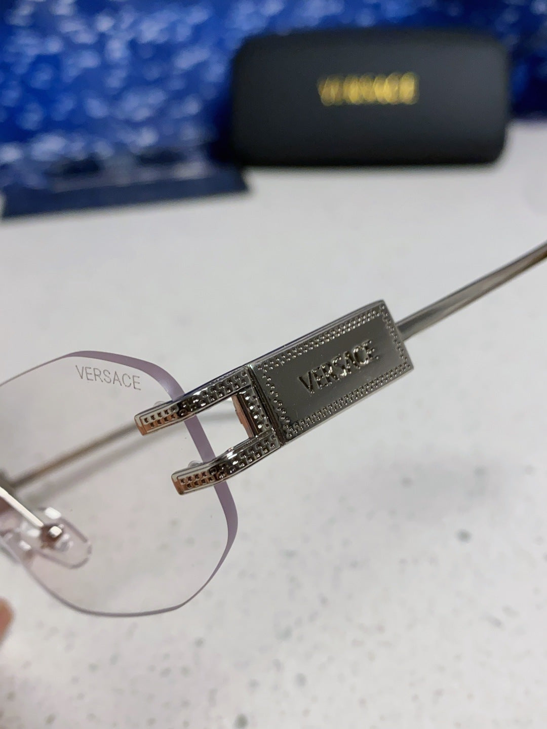 Versace VE2274 Lightweight Metal Rimless Silver Lens Sunglasses - 466258 - detail image 7