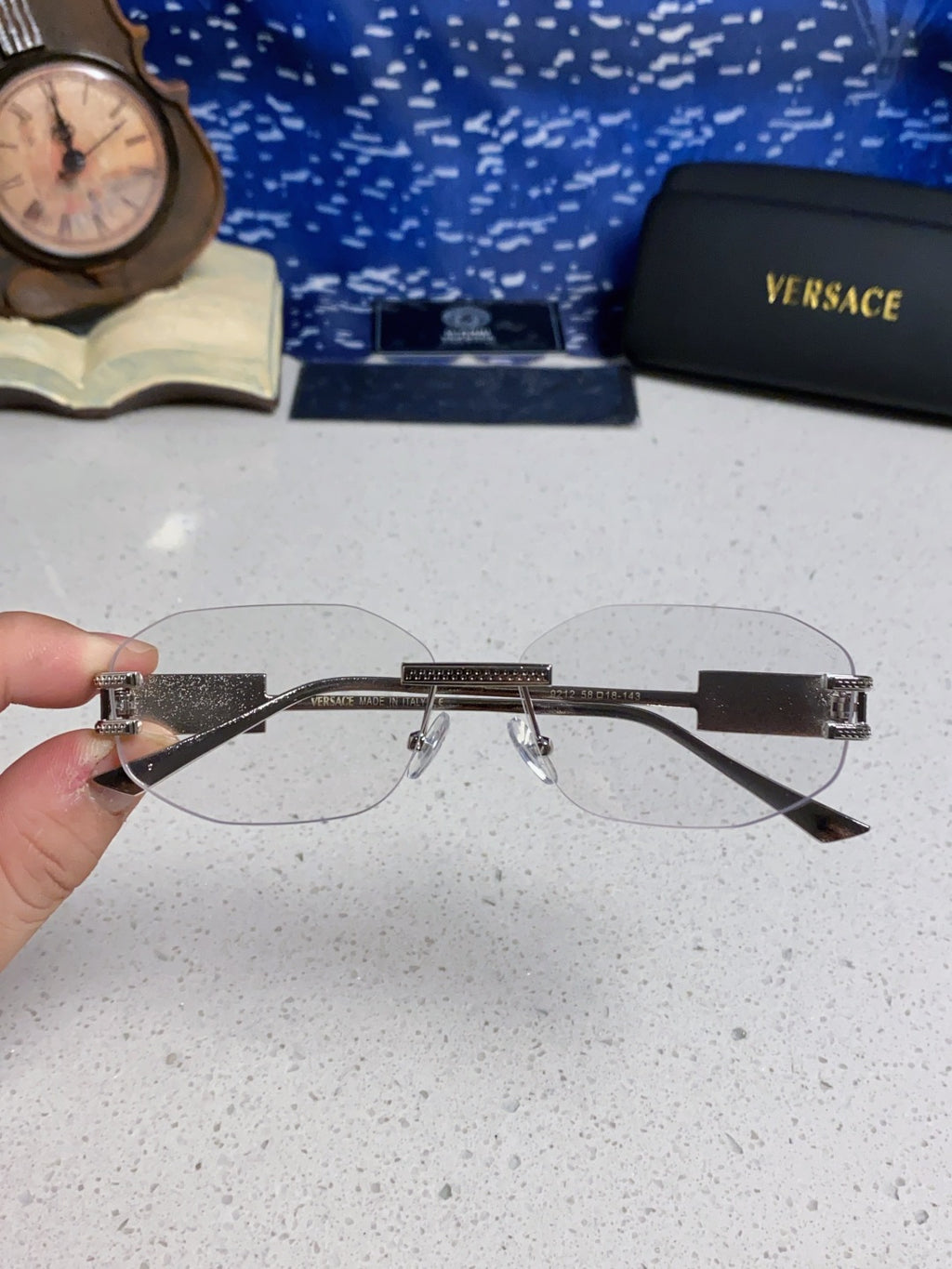 Versace VE2274 Lightweight Metal Rimless Silver Lens Sunglasses - 466258 - detail image 4