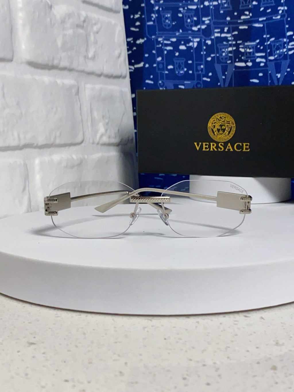 Versace VE2274 Lightweight Metal Rimless Silver Lens Sunglasses - 466258 - detail image 2
