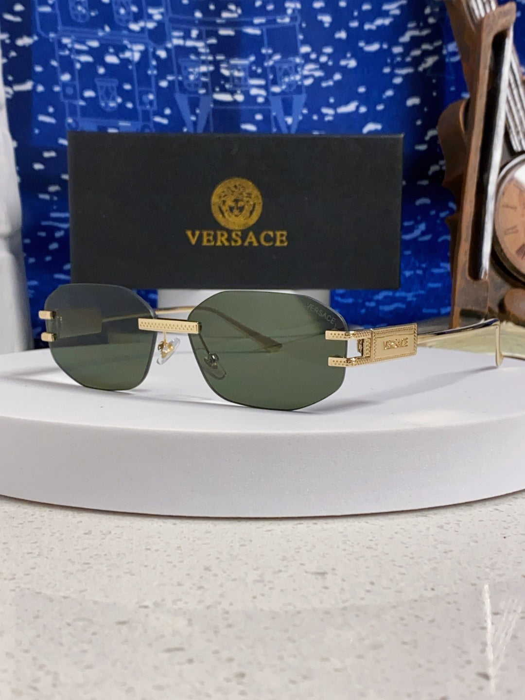 Versace VE2274 Lightweight Metal Rimless Silver Lens Sunglasses
