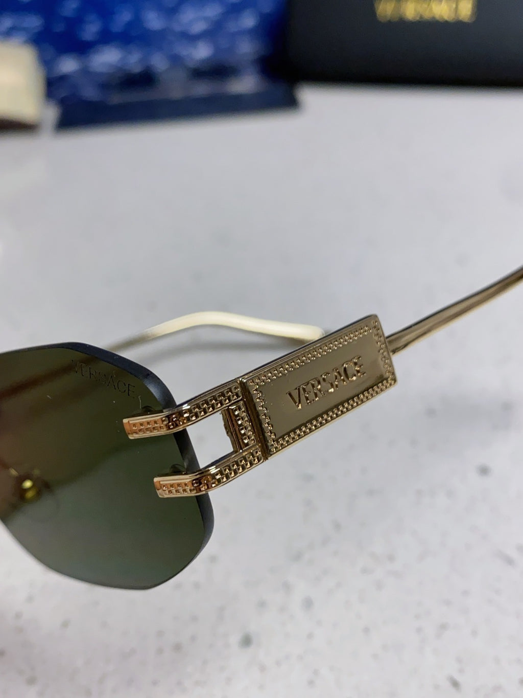 Versace VE2274 Lightweight Metal Rimless Silver Lens Sunglasses - detail image 7