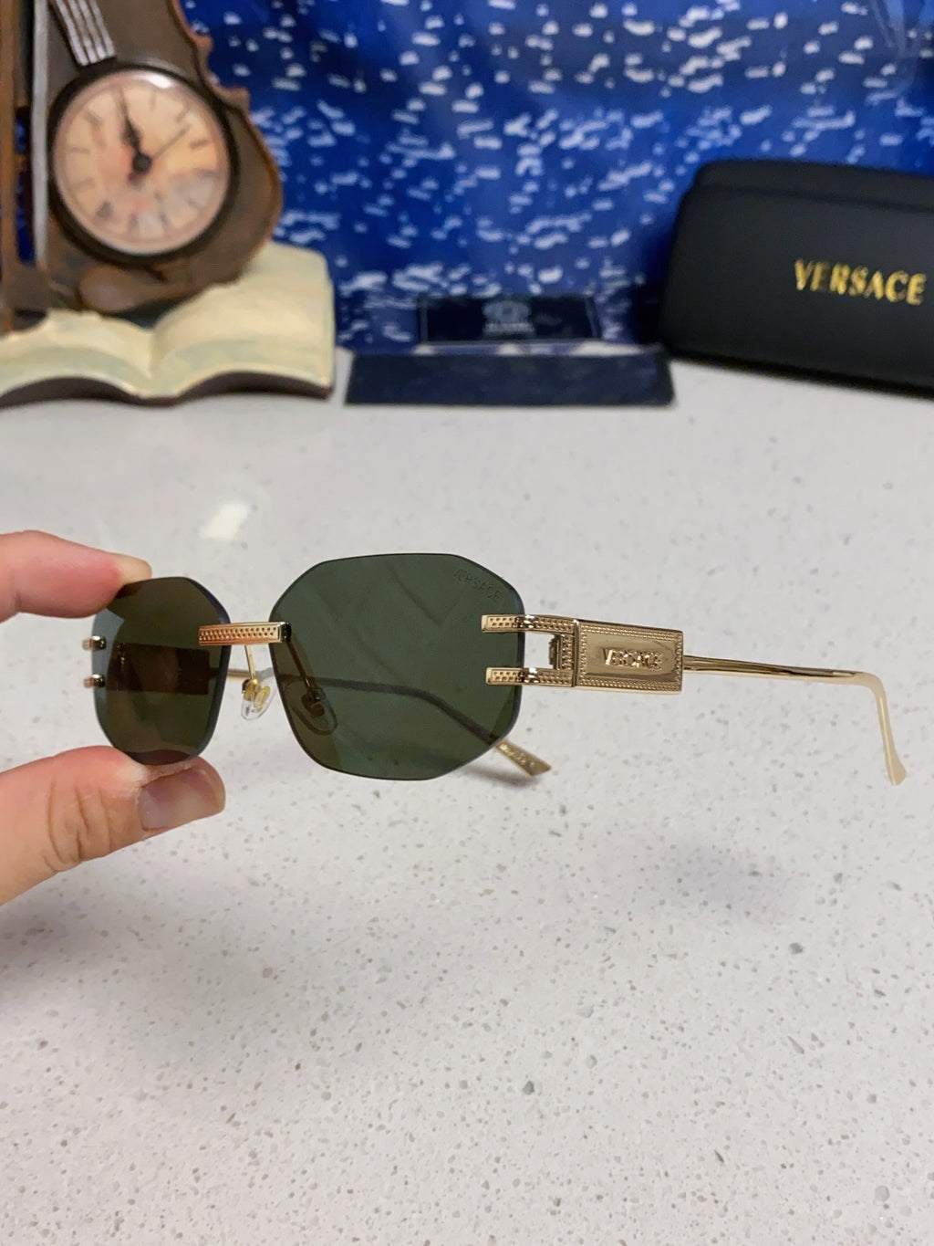 Versace VE2274 Lightweight Metal Rimless Silver Lens Sunglasses - detail image 6