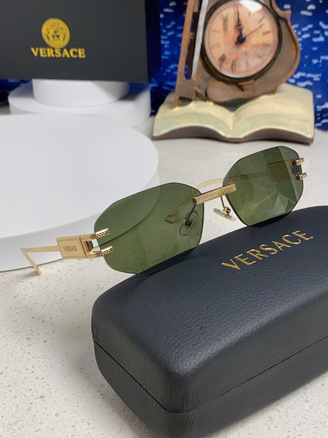 Versace VE2274 Lightweight Metal Rimless Silver Lens Sunglasses - detail image 10