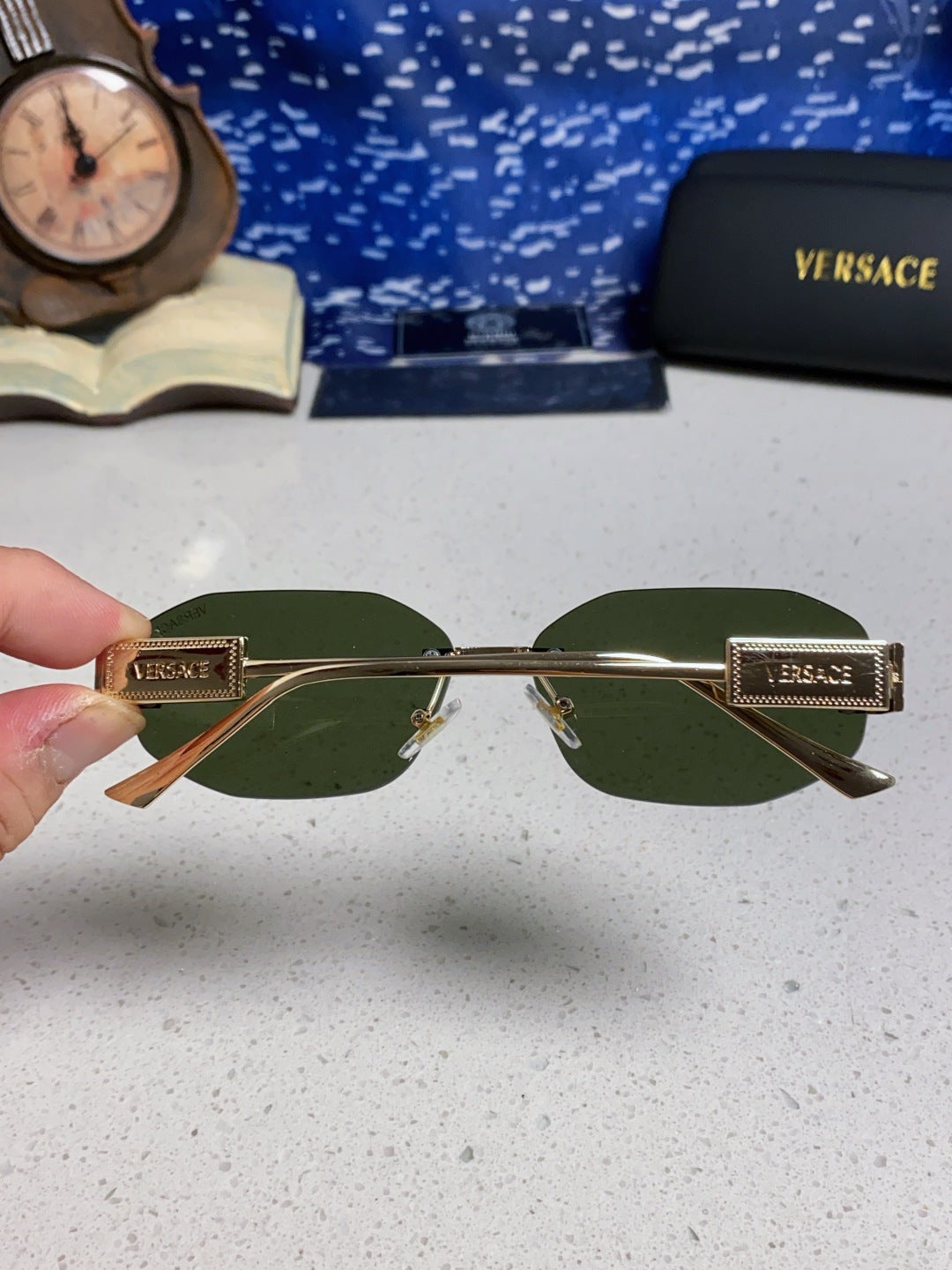 Versace VE2274 Lightweight Metal Rimless Silver Lens Sunglasses - detail image 5