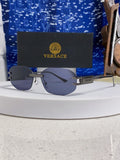 Versace VE2274 Lightweight Metal Rimless Blue Lens Sunglasses for Men & Women