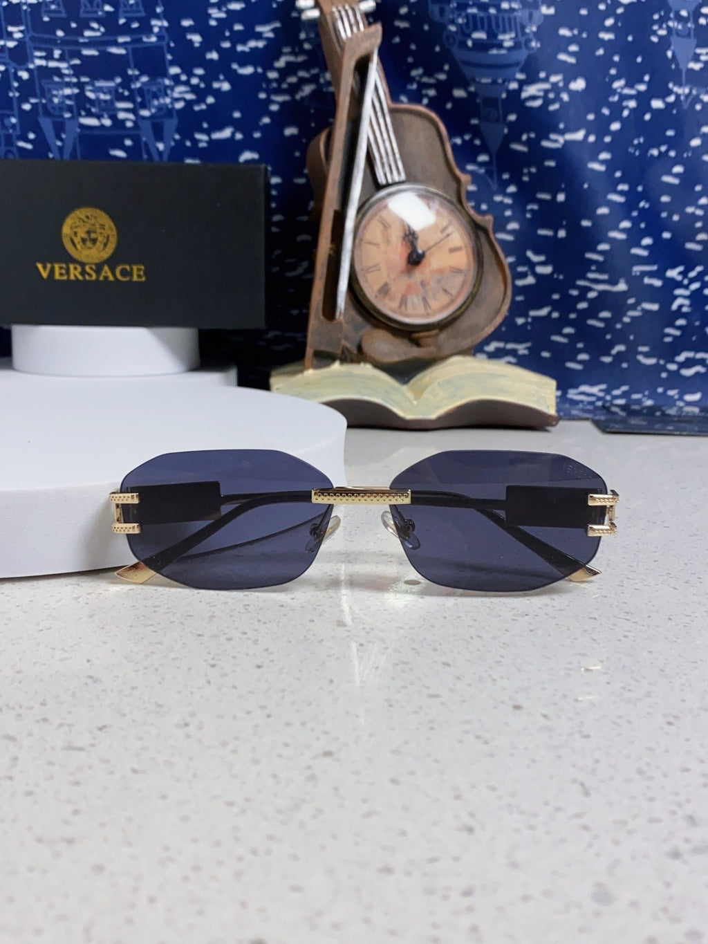Versace VE2274 Lightweight Metal Rimless Pink Lens Sunglasses for Men & Women - detail image 10