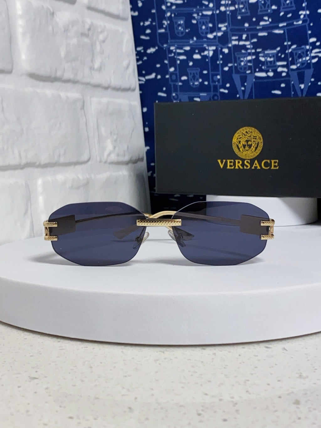 Versace VE2274 Lightweight Metal Rimless Pink Lens Sunglasses for Men & Women - detail image 3