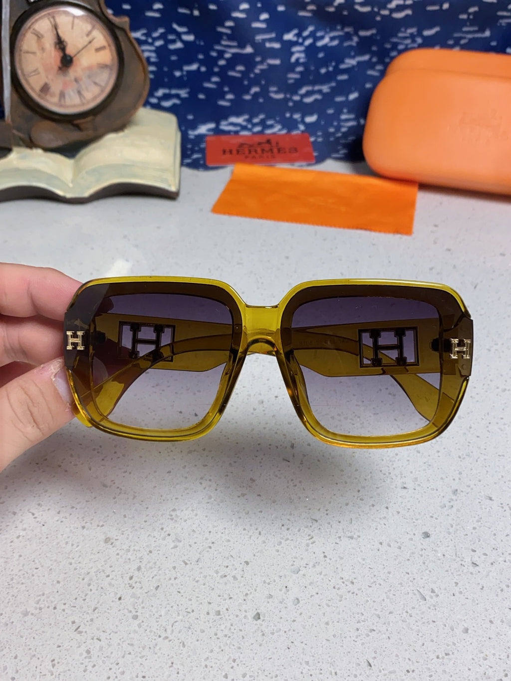 Hermès Square Brown Lens Sunglasses for Men & Women - 466421 - detail image 4