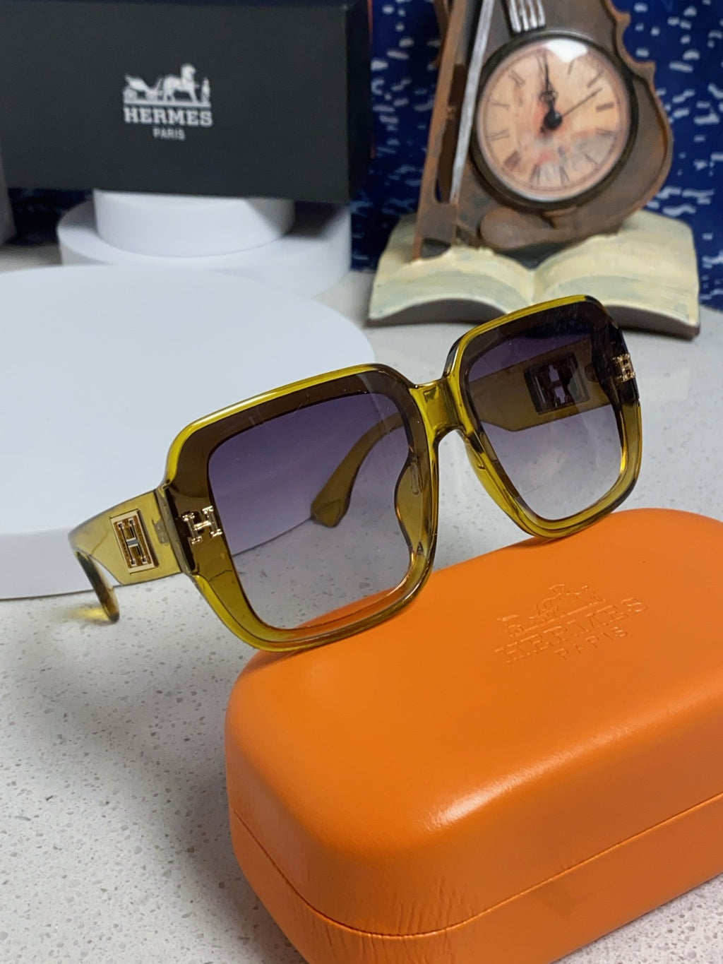 Hermès Square Brown Lens Sunglasses for Men & Women - 466421 - detail image 9