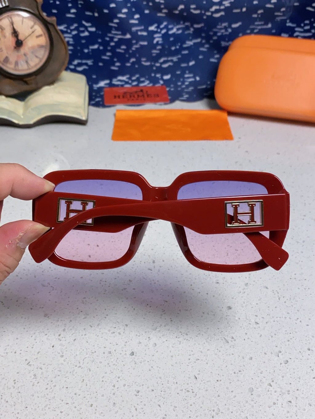 Hermès Square Red Lens Sunglasses for Men & Women - 466423 - detail image 5
