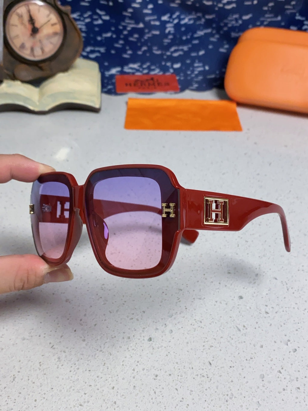 Hermès Square Red Lens Sunglasses for Men & Women - 466423 - detail image 6