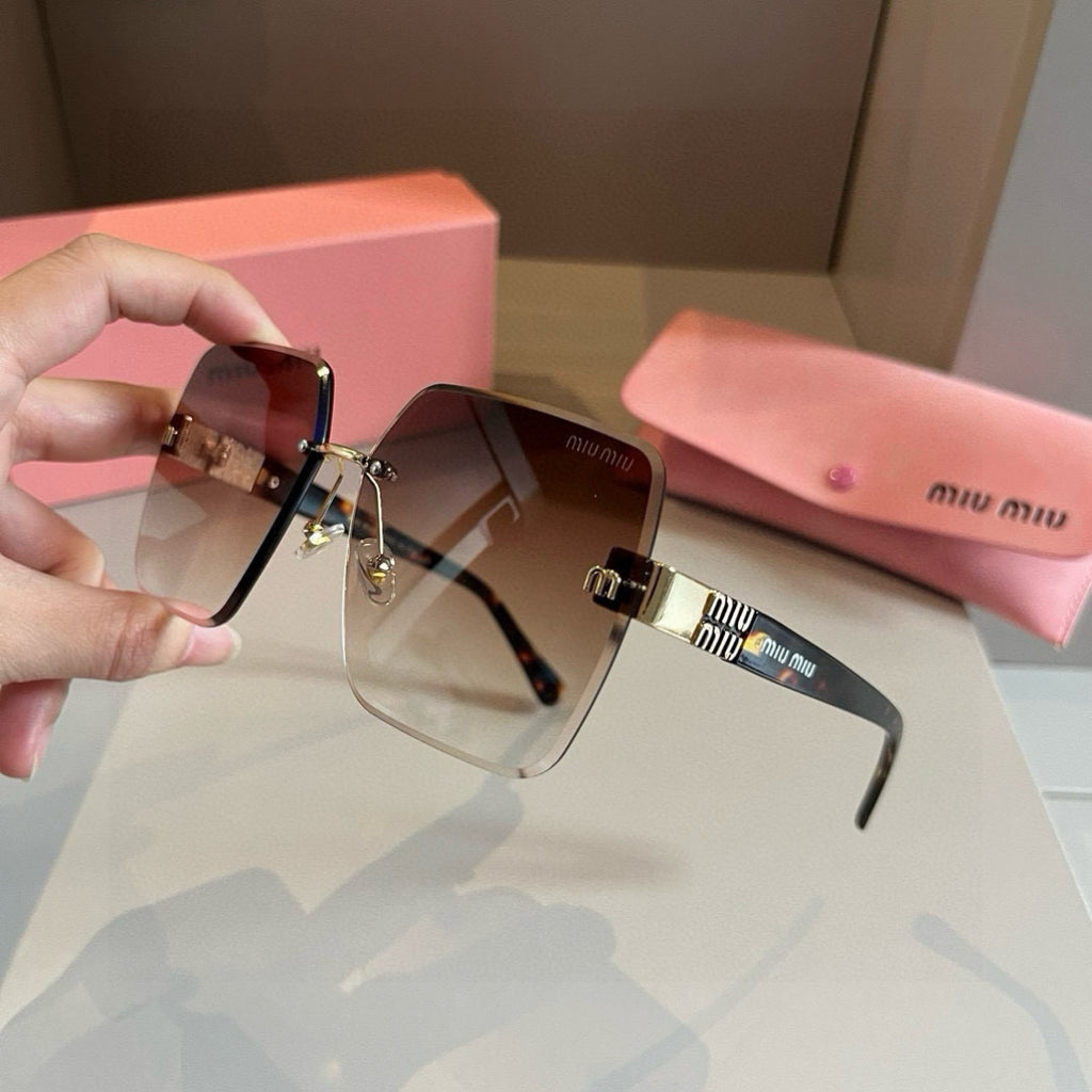 Miu Miu Lightweight Rimless Brown Lens Sunglasses for Women - 432650 - detail image 4