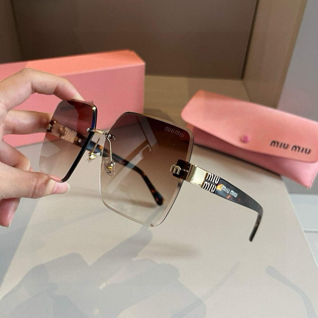 Miu Miu Lightweight Rimless Brown Lens Sunglasses for Women - 432650 - detail image 4