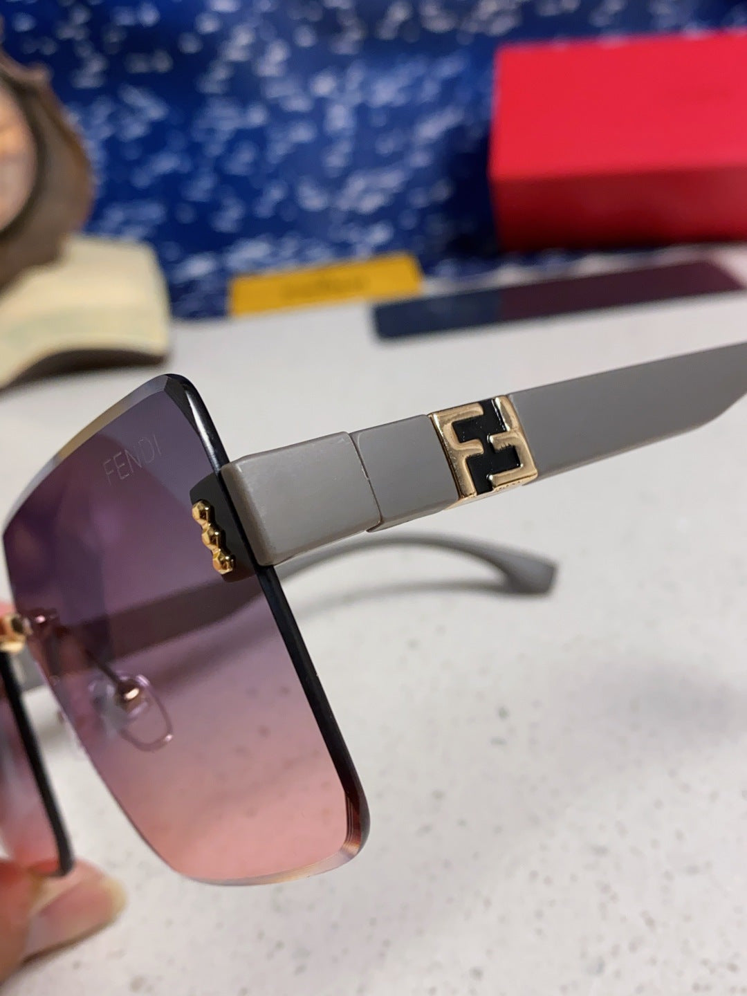 Fendi Lightweight Rimless Silver Lens Sunglasses for Women - 466182 - detail image 7