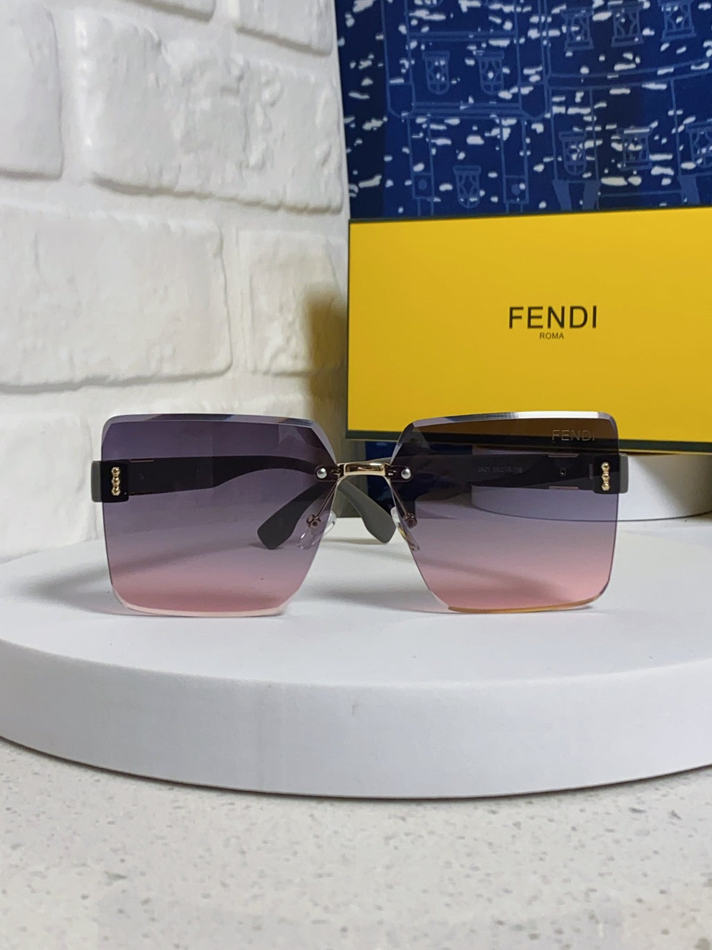 Fendi Lightweight Rimless Silver Lens Sunglasses for Women - 466182 - detail image 2