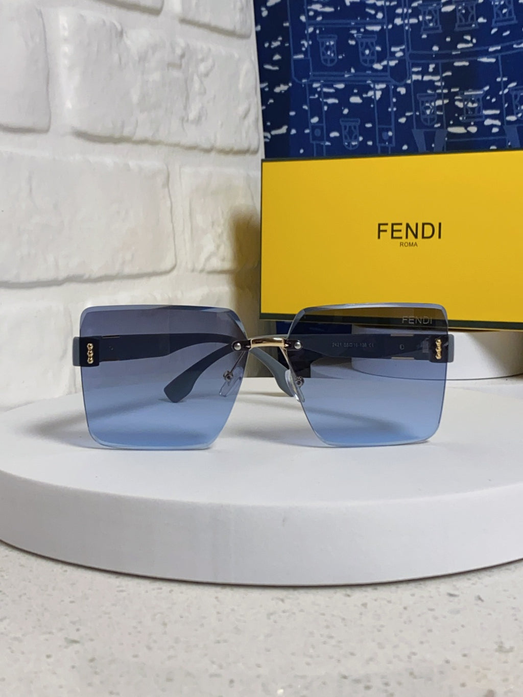 Fendi Lightweight Rimless Blue Lens Sunglasses for Women - detail image 2