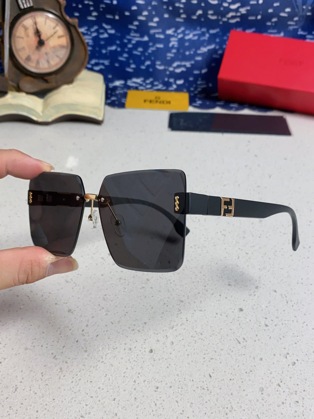 Fendi Lightweight Rimless Silver Lens Sunglasses for Women - detail image 6